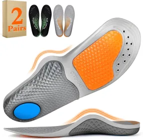 2Pairs,Insoles Men Work Boots Standing All Day High Arch Heavy Duty Support Flat Feet Orthopedic Insoles for 220 lbs Work Insoles Relief Plantar Fasciitis Heel Pain（Black&Grey） L