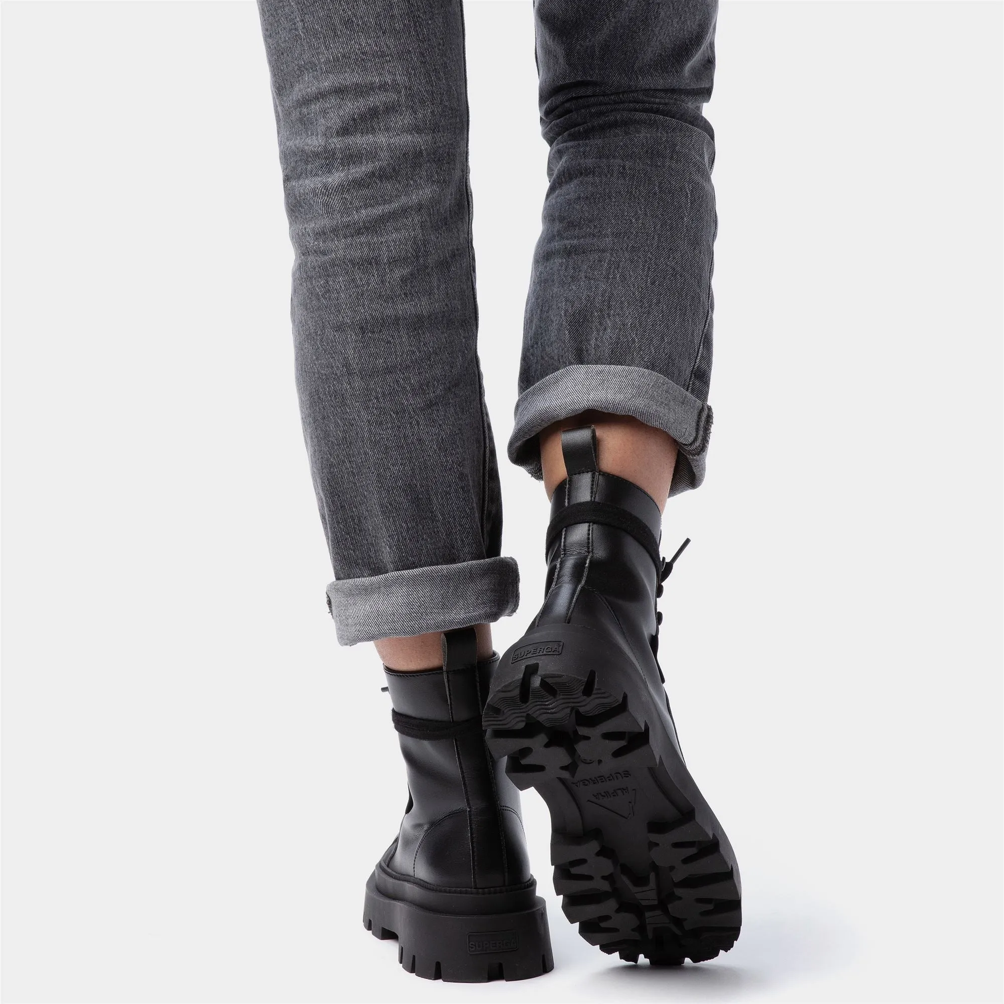3051 ALPINA APEX HIGH VEGAN MATERIAL - Ankle Boots - Laced - Woman - TOTAL BLACK