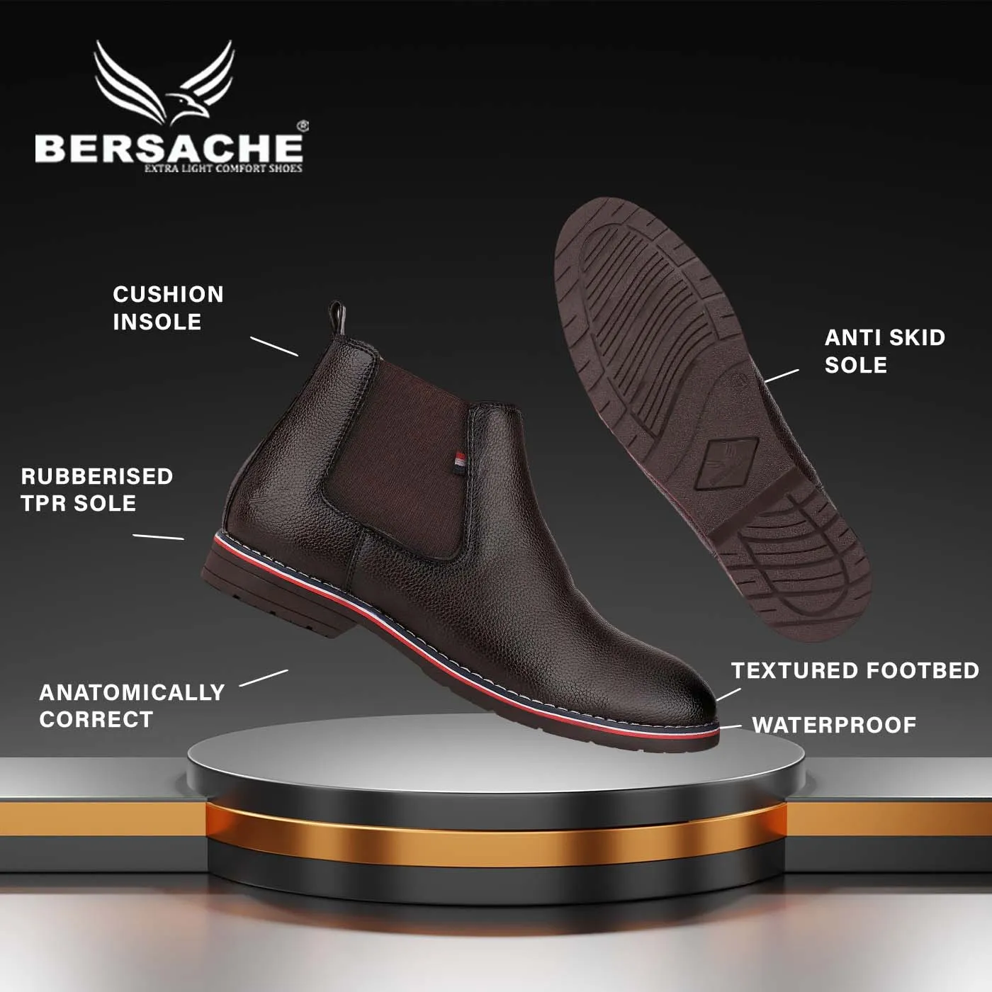 Bersache Lightweight Casual Loafer Walking Shoes For Men (9084-Dark Brown)