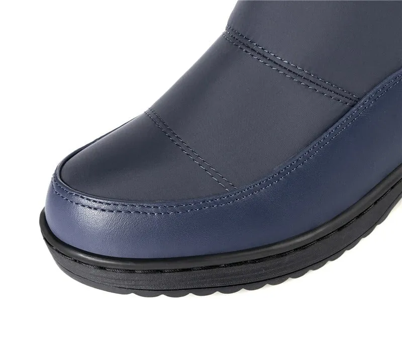Cuzcare Women Mid-calf Orthopedic Snow Boots Windproofing Slip-on Winter Shoes