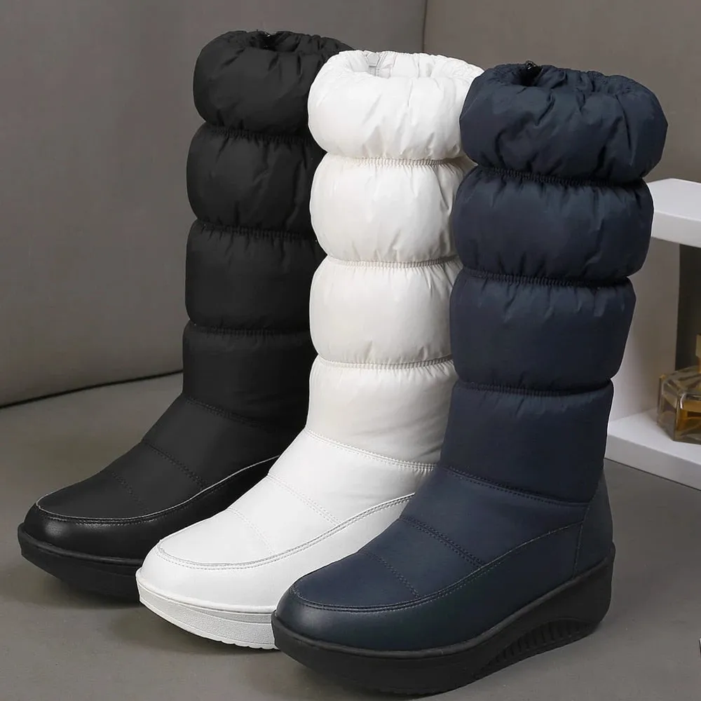 Cuzcare Women Mid-calf Orthopedic Snow Boots Windproofing Slip-on Winter Shoes