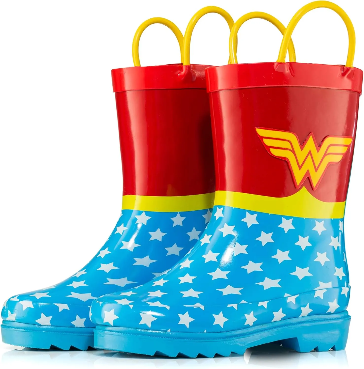 DC Comics Girls' Wonder Woman Printed Waterproof Easy-On Rubber Rain Boots (Toddler/Little Kids)