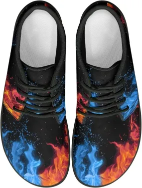 Forchrinse American Flag Mens Boots Mid Top Fashion Sneakers Leather Lace up Ankle Boots Walking Driving Shoes with Eva Sole