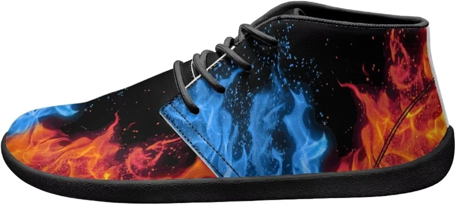 Forchrinse American Flag Mens Boots Mid Top Fashion Sneakers Leather Lace up Ankle Boots Walking Driving Shoes with Eva Sole