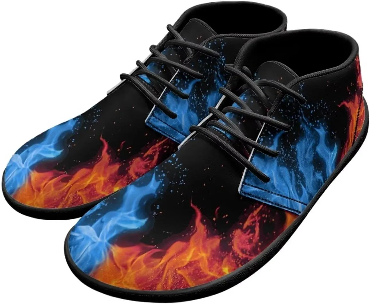 Forchrinse American Flag Mens Boots Mid Top Fashion Sneakers Leather Lace up Ankle Boots Walking Driving Shoes with Eva Sole