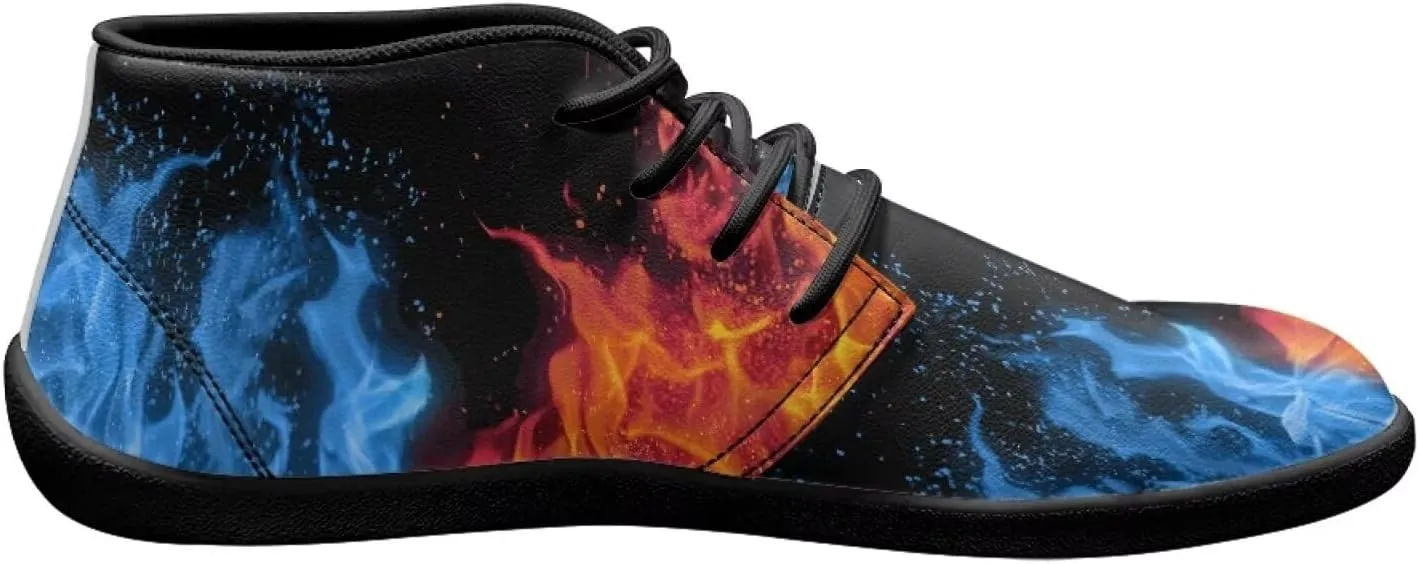 Forchrinse American Flag Mens Boots Mid Top Fashion Sneakers Leather Lace up Ankle Boots Walking Driving Shoes with Eva Sole