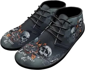 Forchrinse Blood Skull Mens Boots Fashion Sneakers Leather Mid Top Ankle Boots Lace up Walking Driving Shoes with Eva Sole