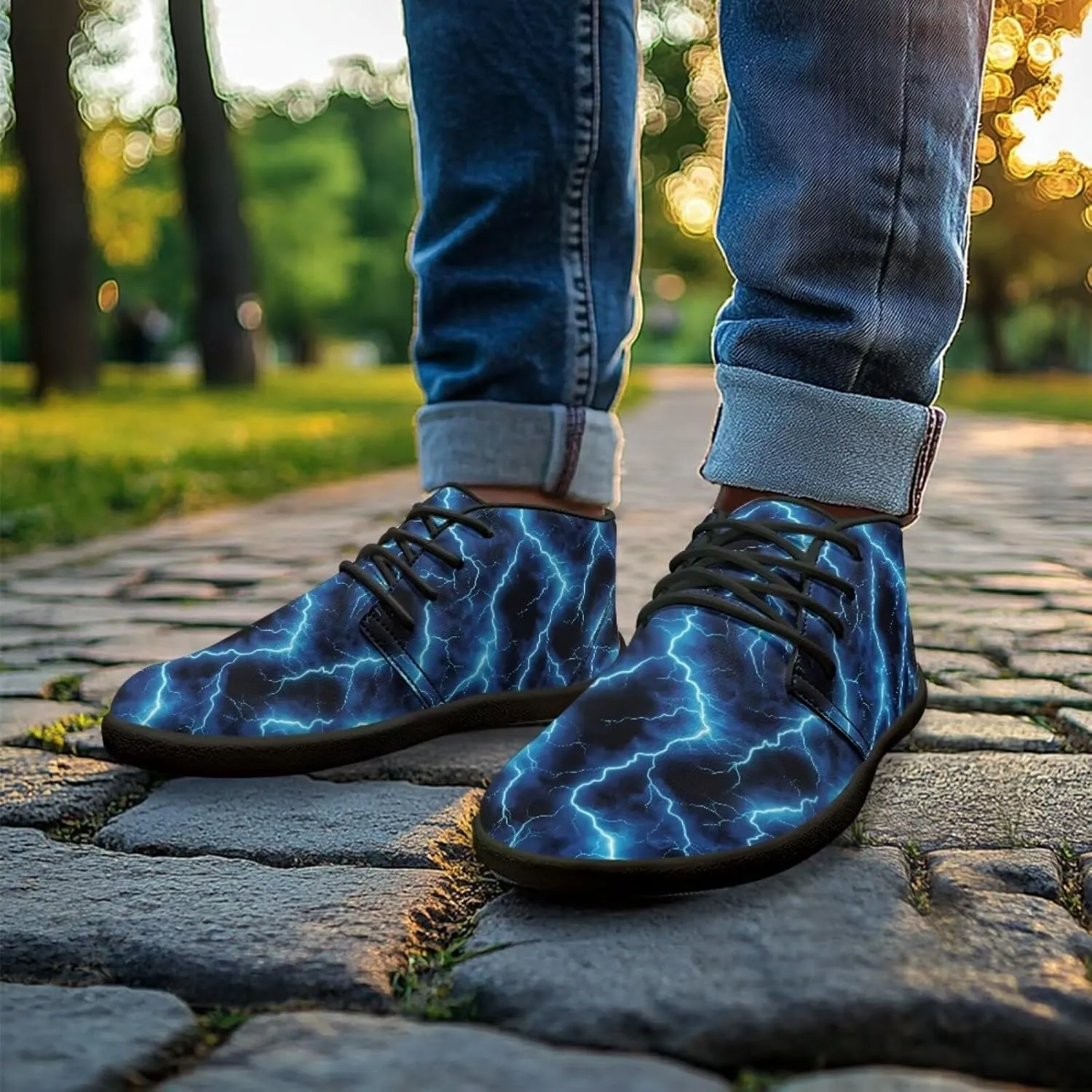 Forchrinse Blood Skull Mens Boots Fashion Sneakers Leather Mid Top Ankle Boots Lace up Walking Driving Shoes with Eva Sole