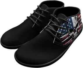 Forchrinse Blood Skull Mens Boots Fashion Sneakers Leather Mid Top Ankle Boots Lace up Walking Driving Shoes with Eva Sole
