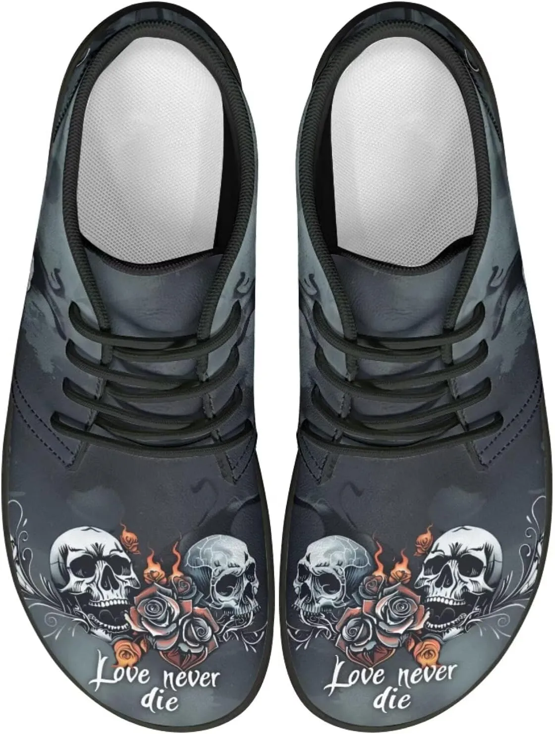 Forchrinse Blood Skull Mens Boots Fashion Sneakers Leather Mid Top Ankle Boots Lace up Walking Driving Shoes with Eva Sole