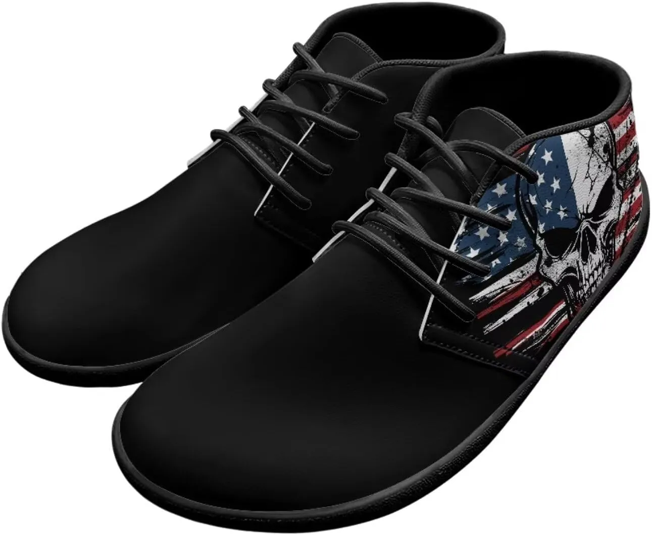 Forchrinse Blood Skull Mens Boots Fashion Sneakers Leather Mid Top Ankle Boots Lace up Walking Driving Shoes with Eva Sole
