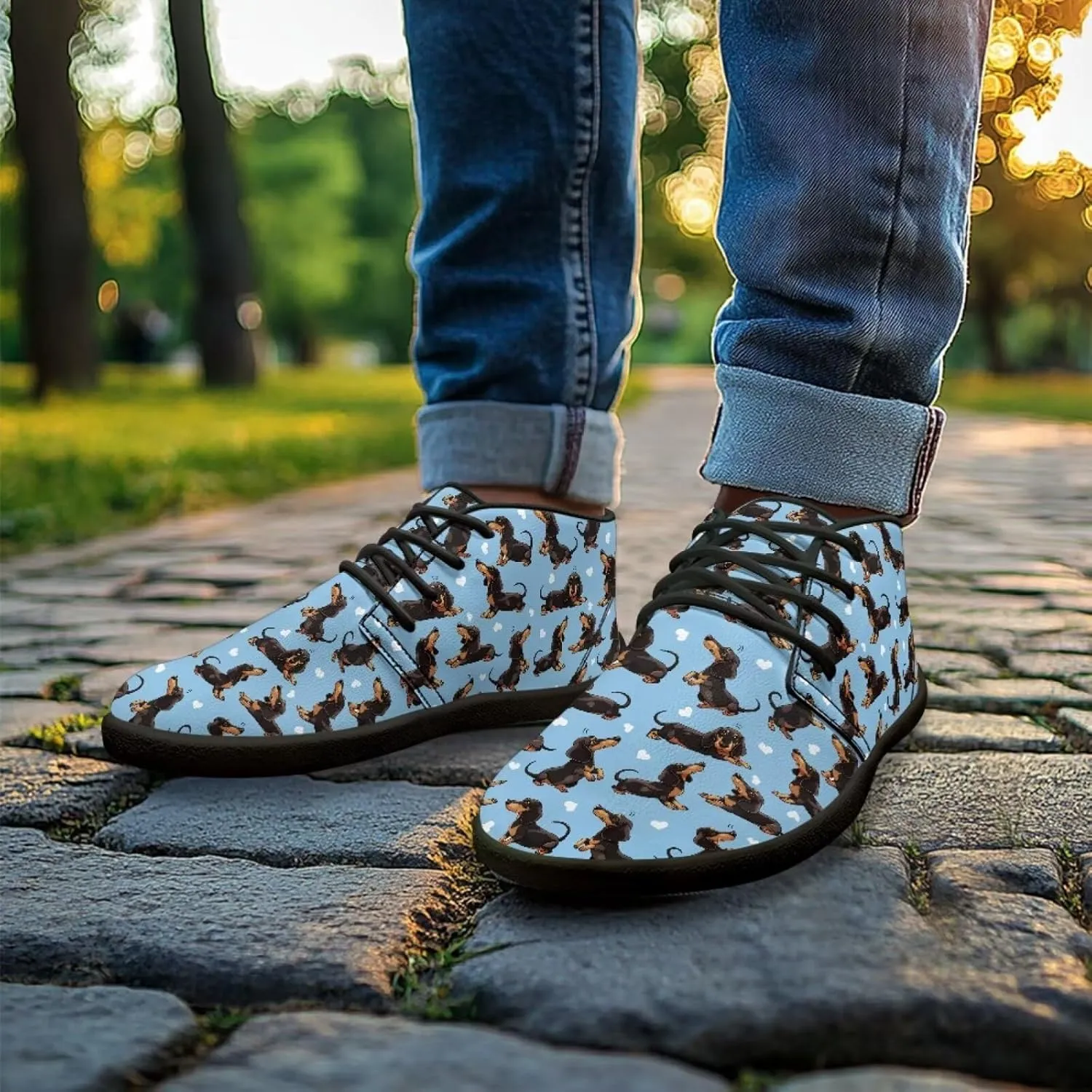 Forchrinse Blood Skull Print Mens Causal Flat Leather Shoes Slip on Mid Top Walking Shoes Dark Gothic Sneakers for Men Fashion Chukka Boots