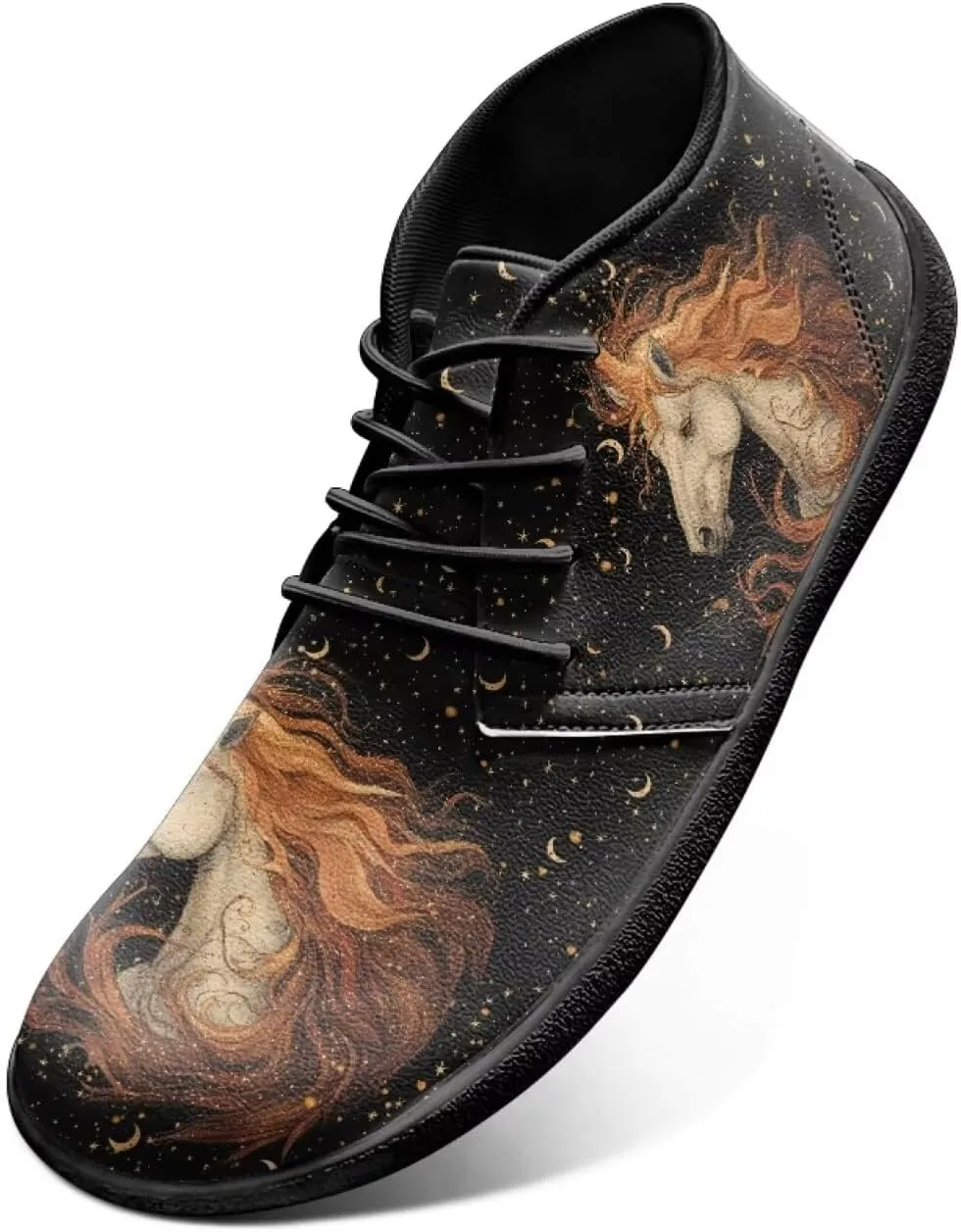 Forchrinse Dachshund on Leopard Print Chukka Boots for Men Leather Loafer Lace up Walking Shoes Lightweight Wide Toe Dress,US 6-14