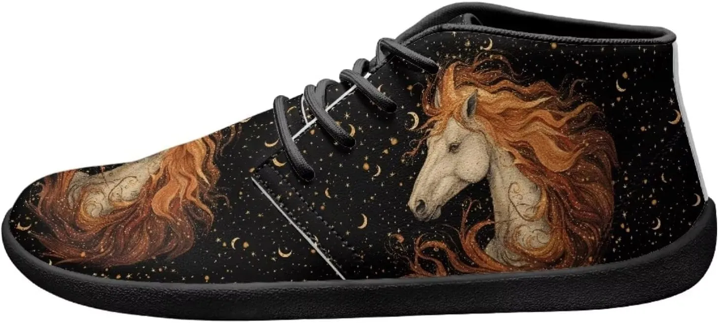 Forchrinse Dachshund on Leopard Print Chukka Boots for Men Leather Loafer Lace up Walking Shoes Lightweight Wide Toe Dress,US 6-14