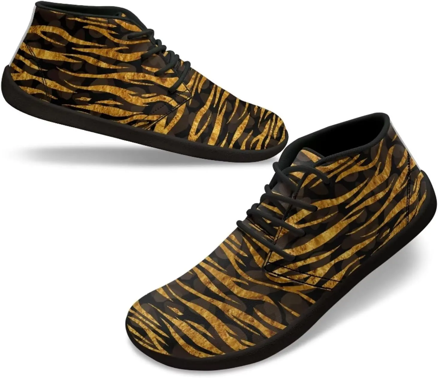 Forchrinse Hawaiian Palm Orange Sky Print Chukka Boots for Men Leather Loafer Walking Shoes Lightweight Wide Toe Dress Office Work Shoes US 6-14