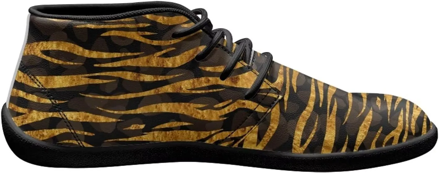 Forchrinse Hawaiian Palm Orange Sky Print Chukka Boots for Men Leather Loafer Walking Shoes Lightweight Wide Toe Dress Office Work Shoes US 6-14