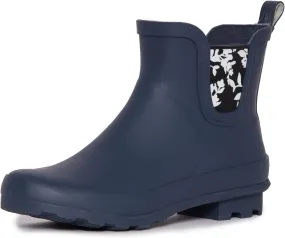 Laura Ashley Ladies Mid Cut Ankle Height Rubber Rain Boots, Lightweight Waterproof Booties for Women
