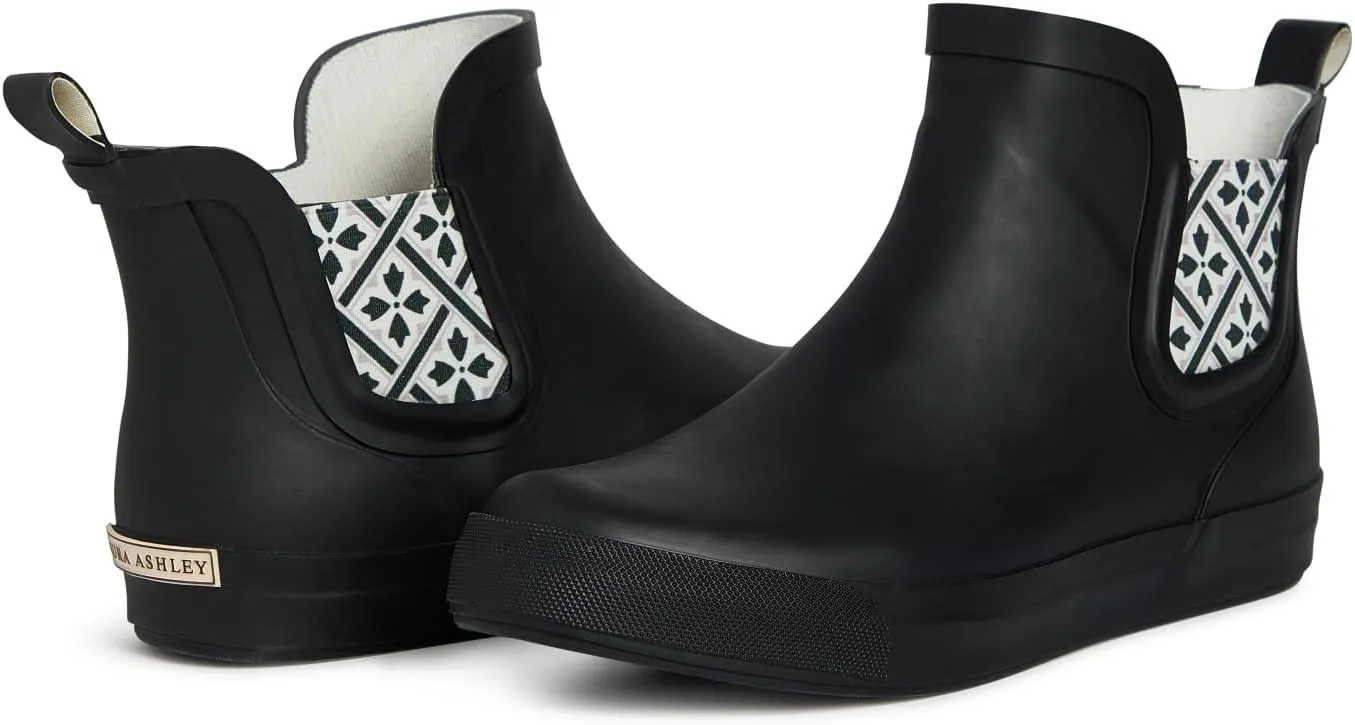 Laura Ashley Women's Rain Boots, Mid Cut Rubber Rain Boots for Women - Waterproof Flat Heeled Ankle Boots for Ladies