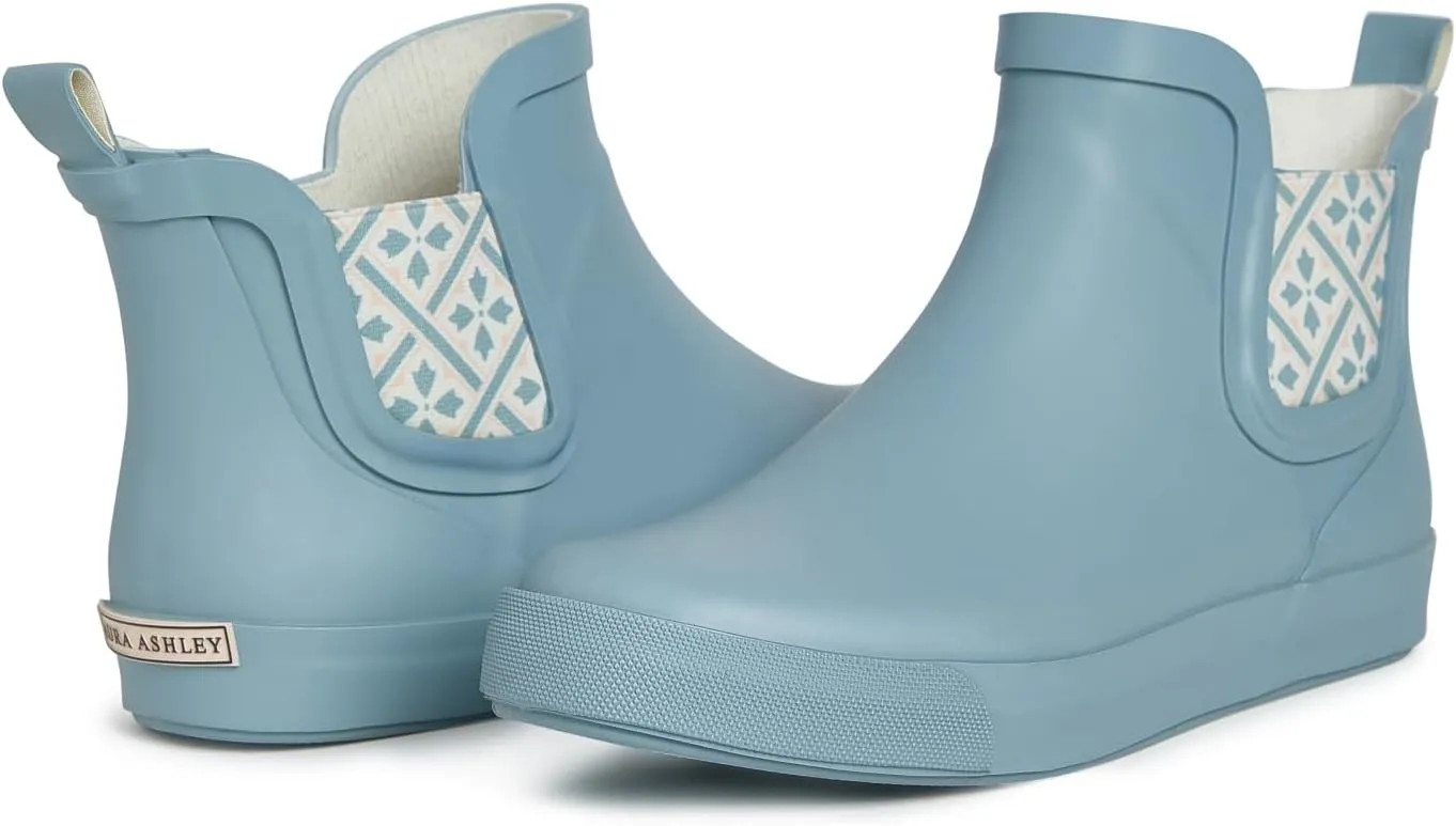 Laura Ashley Women's Rain Boots, Mid Cut Rubber Rain Boots for Women - Waterproof Flat Heeled Ankle Boots for Ladies