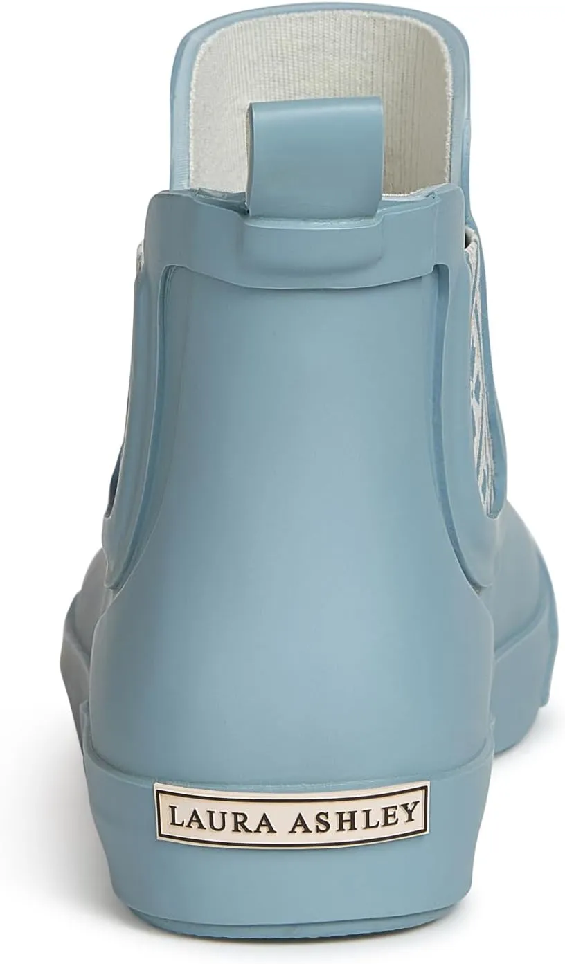 Laura Ashley Women's Rain Boots, Mid Cut Rubber Rain Boots for Women - Waterproof Flat Heeled Ankle Boots for Ladies