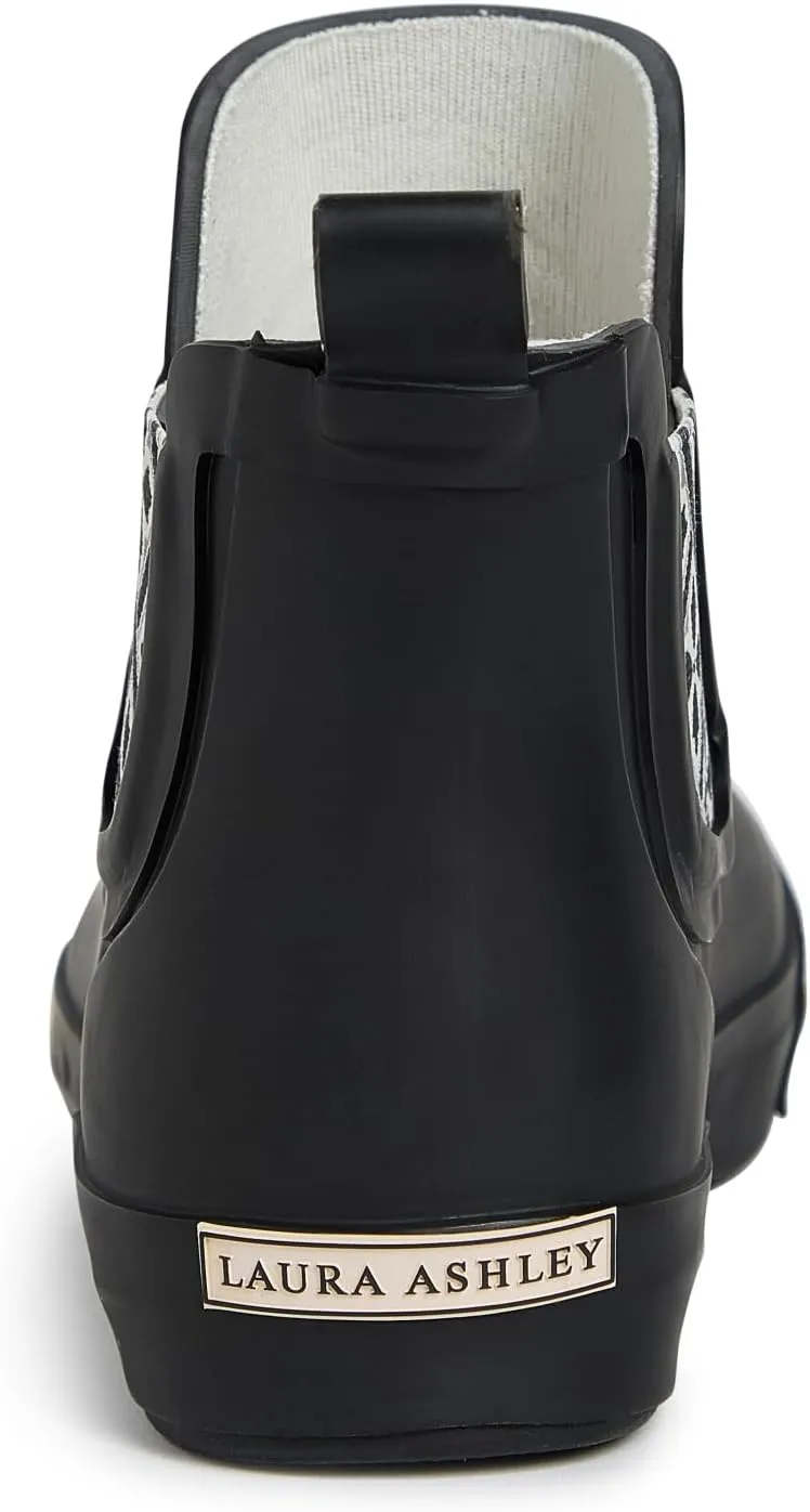 Laura Ashley Women's Rain Boots, Mid Cut Rubber Rain Boots for Women - Waterproof Flat Heeled Ankle Boots for Ladies