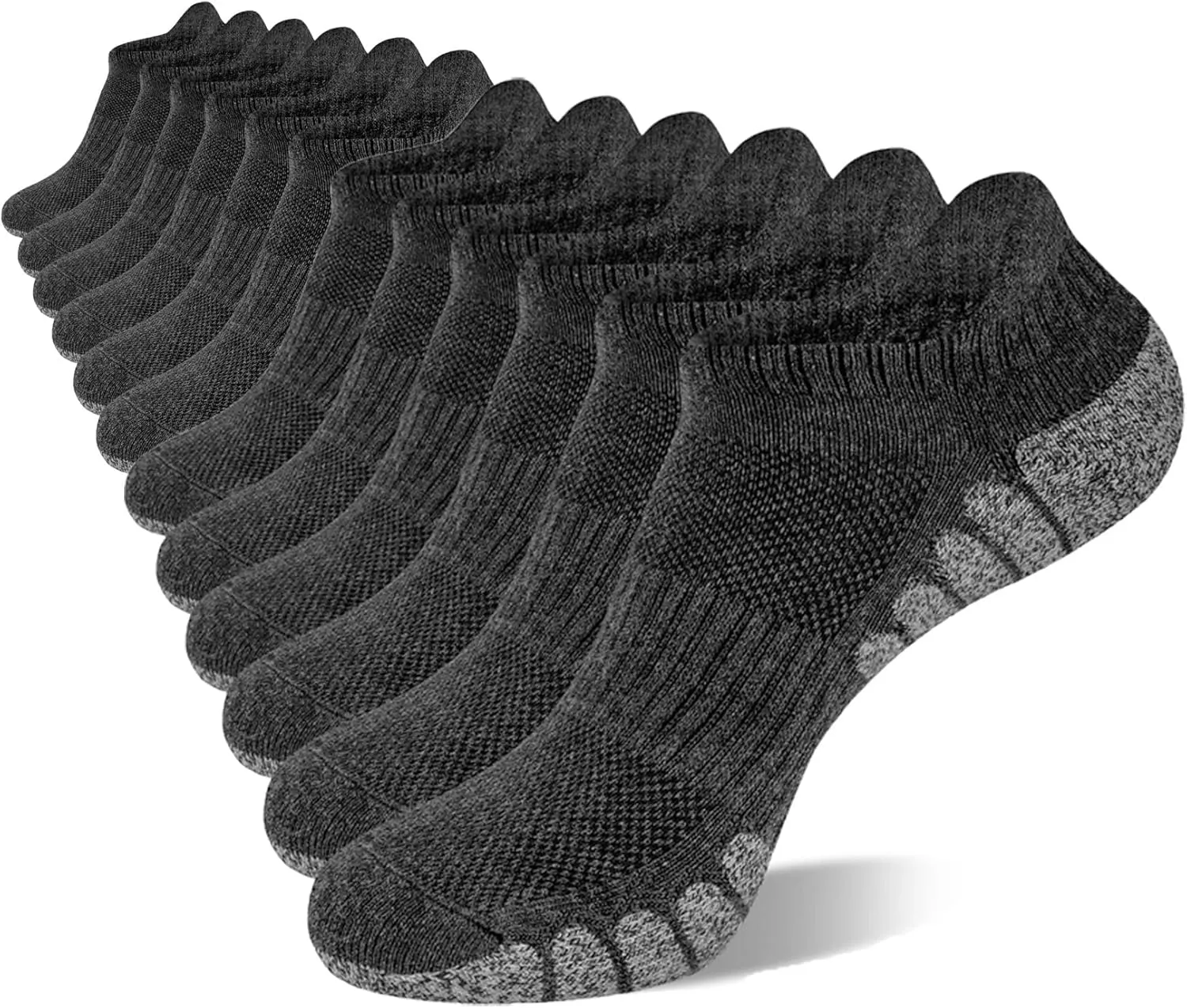 Mens Ankle Athletic Running Socks Low Cut Sports Cushioned Socks for Men 6 Pairs