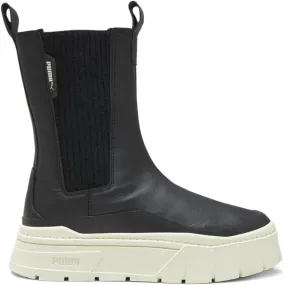 PUMA Womens Mayze Stack Round Toe Platform Chelsea Pull On Casual Boots Ankle Low Heel 1-2" - Black