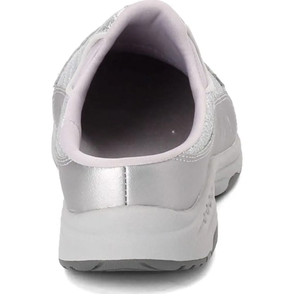 Traveltime Silver Leather and Fabric Easy Spirit Clogs
