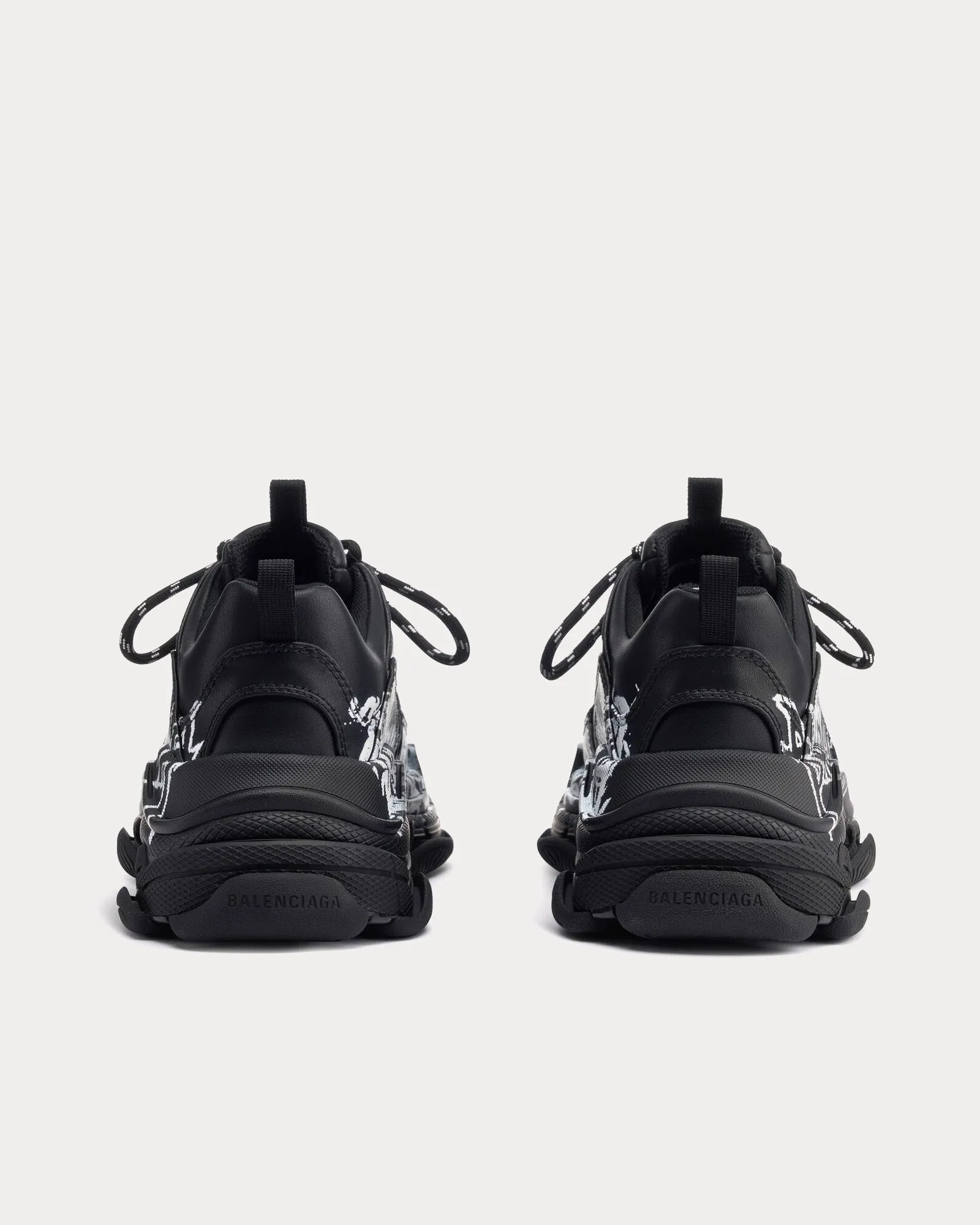 Triple S DIY Metal Artwork Printed Cowskin Black / White Low Top Sneakers