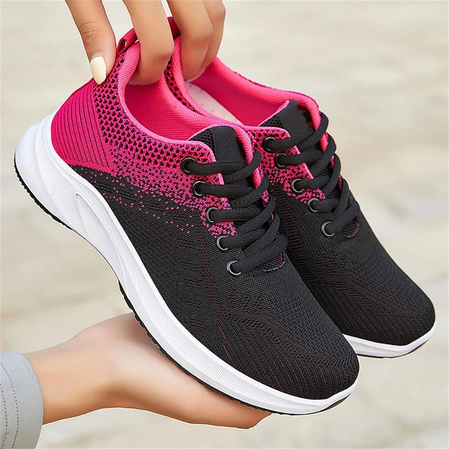 Women's Air Cushion Running Shoes Lightweight Tennis Walking Shoes Mesh Breathable Gym Work Fashion Sneakers Wide Width Toe Box Shoe Arch Support Walking Shoe Plantar Fasciitis Tennis Sneakers