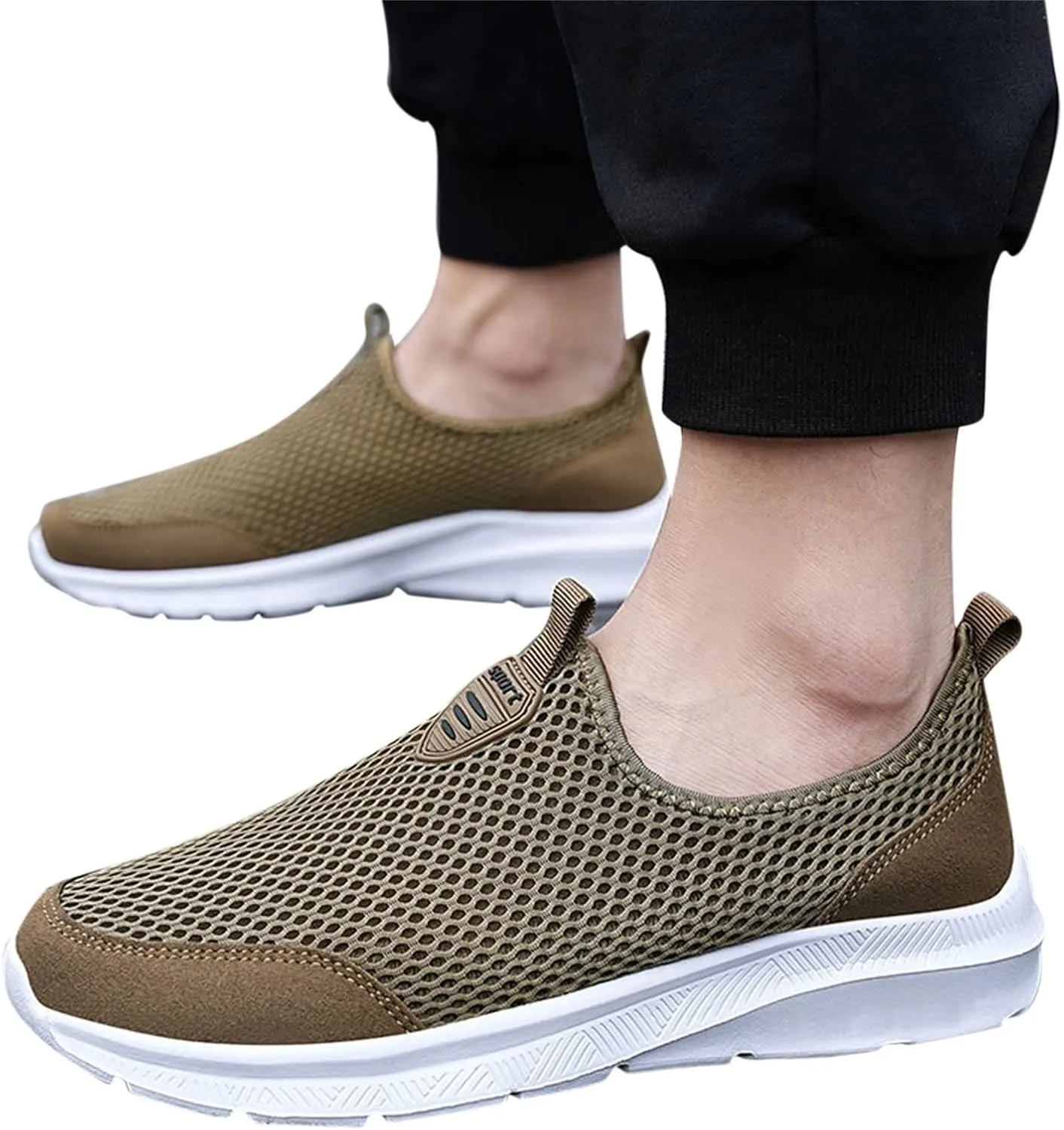 Womens Slip on Walking Shoes Comfort Lightweight Running Shoes for Men Loafers Dressy Casual Shoes Dress Sneakers Brown Tennis Shoe White Loafers