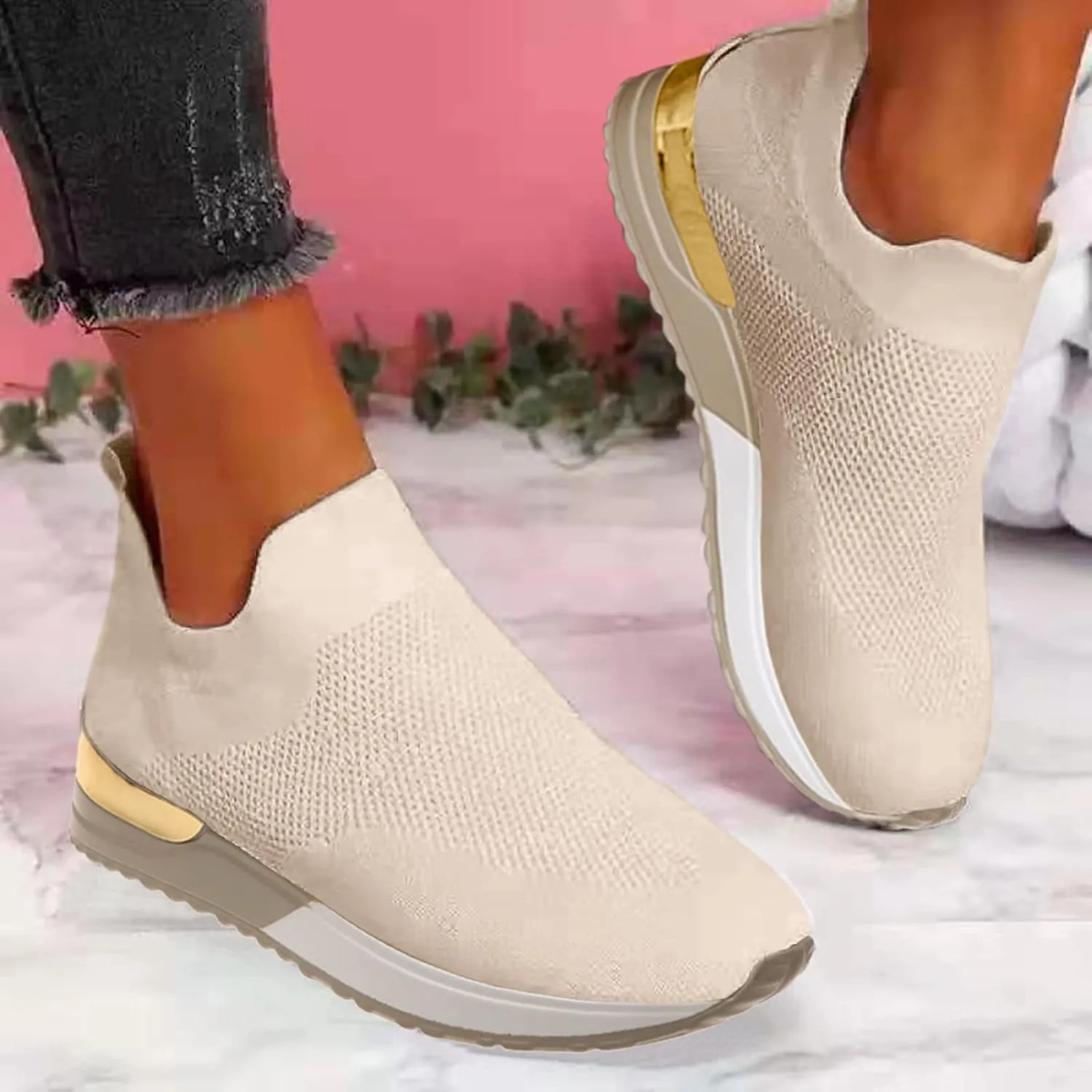 Womens Slip On Walking Shoes Non Slip Running Shoes Walking Shoes Women Food Service Women Casual Shoes Men's Fashion Sneakers Waterproof Tennis Shoe Trainers Shoe